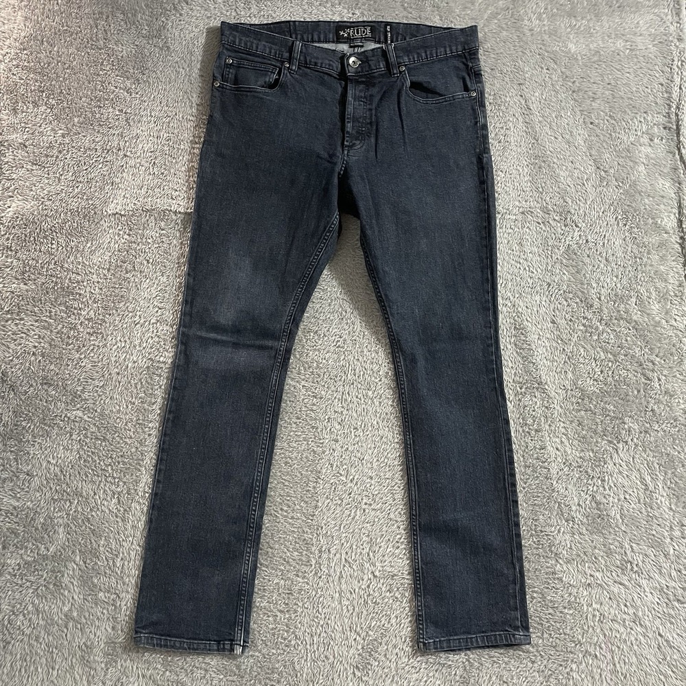XXX Rude Jeans Mens Size‎ 36x32 Slim Straight Button Fly Blue Denim Dark Wash
